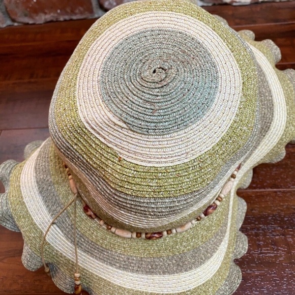 Vintage Wood Beaded Wide Brim Floppy Hat main image 7